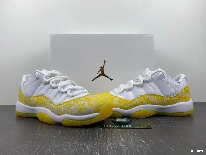 Reps TBkick Air Low Jordan 11 WMNS Snakeskin Yellow AH7860-107 0606